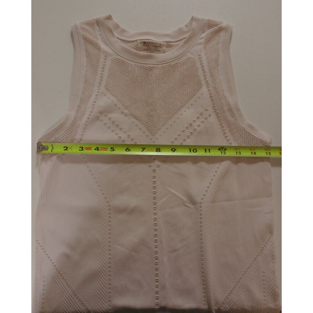 Athleta White Mesh Ribbed Seamless Tank Top Medium Yoga Gym Activewear - Picture 6 of 7
